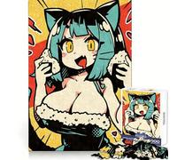 Rompecabezas de una niña con un Gato Comiendo Onigiri, 1000 Piezas, para Adolescentes, para desarrollar la Memoria cognitiva, un pasatiempo Tranquilo, Corte Exacto, Navidad Alegre (38x26cm)