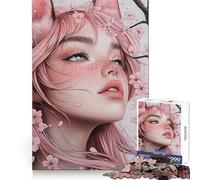 Rompecabezas de una niña de Pelo Rosa con Flores de Cerezo para Adolescentes, 1000 Piezas, Wise Think Toy, Gentle Leisure, Tight Cut, Santa Wish List (50x75cm)