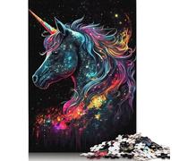 Rompecabezas de Unicornio arcoíris Brillante, Juguete de relajación, Rompecabezas Rectangular de Papel para niño o niña, Regalo del Día del Padre, 1000 Piezas (75 x 50 cm)