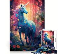 Rompecabezas de Unicornio Azul Raro para Adolescentes, 1000 Piezas, para Mejorar la Memoria, para Disfrutar de un Juego de Mesa, con Bordes limpios, 50x75cm