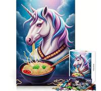 Rompecabezas de Unicornio Comiendo Ramen en la Noche para Adultos, 1000 Piezas, Entrenamiento Mental, Momentos de Relax, Corte láser, Navidad Alegre (50x75cm)