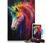 Rompecabezas de Unicornio con Polvo de Colores para Adolescentes,1000 Piezas,Divertido y Estimulante,con componentes Resistentes y de Corte Limpio,una Actividad entrañable para Compartir (38x26cm)