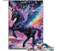 Rompecabezas de Unicornio Negro de 1000 Piezas para Adolescentes, Juego Familiar antiestrés, desafío difícil, Gran Regalo y Juguete (tamaño 50x75cm)