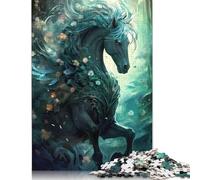 Rompecabezas de Unicornio Negro, Rompecabezas Rectangular de Papel para Adultos y Adolescentes, 1000 Piezas (26 x 38 cm)