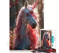 Rompecabezas de Unicornio para Adultos,1000 Piezas,Juego de Memoria,Ajuste Firme,Montaje Seguro,Juego de construcción de Conexiones significativas (50x75cm)