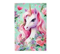 Rompecabezas de unicornio rosa. Rompecabezas de madera para adultos, regalo único de decoración de pared