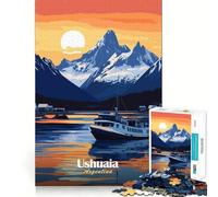 Rompecabezas de Ushuaia Argentina al Atardecer,1000 Piezas,Juego de concentración Mental,diseño de Ajuste Espacios,desafío Cerebral Interactivo para el hogar (38x52cm)