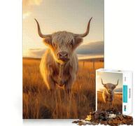 Rompecabezas de Vaca con diseño de Puesta de Sol para Adolescentes, 1000 Piezas, Juego de lógica, diversión en Interiores, Pieza de colección de Arte con Bordes precisos 50x75cm
