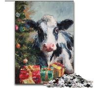 Rompecabezas de Vaca con Gorro de Papá Noel para Adolescentes, 1000 Piezas, Juego desafiante Cada Pieza es única Diversión Familiar desafiante (26x38cm)