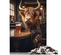 Rompecabezas de Vaca de Las Highlands en el Pub, decoración única para el hogar, 100% cartón Reciclado, Ideal para niños o niñas, 1000 Piezas (75 x 50 cm)