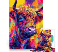 Rompecabezas de Vaca de Las Tierras Altas escocesas de 1000 Piezas para Adolescentes Juguete de lógica Mental Juego de Escape Relajante Arte de Bordes Finos Coleccionable (38x26cm)