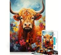 Rompecabezas de Vaca de Las Tierras Altas escocesas de 1000 Piezas para Adolescentes Refuerza la Memoria, Calma y relajación Borde de Calidad (38x52cm)