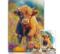 Rompecabezas de Vaca de Las Tierras Altas para Adultos y Adolescentes,1000 Piezas Ayuda a ejercitar el Cerebro Juguetes adictivos para Cultivar la Paciencia y la interacción Entre Padres e Hijos