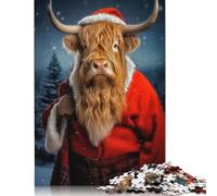 Rompecabezas de Vaca de Santa Claus de Las Tierras Altas, Juguete de descompresión, Rompecabezas Rectangular de Papel para niños y a Partir de 12 años, 1000 Piezas (26 x 38 cm)