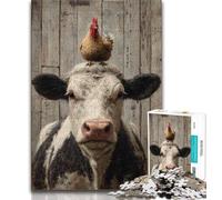 Rompecabezas de Vaca y Pollo de 1000 Piezas para Adultos, Ideal para Pasar el rato en casa Cada Pieza es única Un Juego Familiar desafiante y Divertido 50x75cm