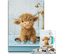 Rompecabezas de Vacas de Las Tierras Altas para Adultos y Adolescentes,1000 Piezas Ayuda a ejercitar el Cerebro Juguetes adictivos para Cultivar la Paciencia y la interacción Entre Padres e Hijos