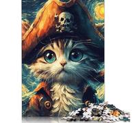 Rompecabezas de Van Gogh de Gato Pirata para Adultos y niños. Regalos geniales, Juguetes educativos, decoración del hogar, a Partir de 14 años. 1000 Piezas (75 x 50 cm).
