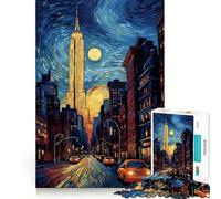 Rompecabezas de Van Gogh de la Ciudad de Nueva York para Adultos, 1000 Piezas, Juguete Intelectual para aliviar el estrés, Corte preciso, (38x26cm)