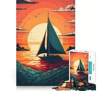 Rompecabezas de velero al Atardecer de 1000 Piezas para Adolescentes Juguete para desarrollar la lógica y la Capacidad de relajación Bordes Lisos Regalo de Primera Calidad (38x52cm)