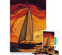 Rompecabezas de velero al Atardecer de 1000 Piezas para Adolescentes Juguete para desarrollar la lógica y la Capacidad de relajación Bordes Lisos Regalo de Primera Calidad (38x52cm)