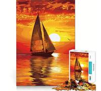 Rompecabezas de velero al Atardecer en el océano para Adultos, 1000 Piezas, Recuerdo, Mejora, Tiempo de Paz, Corte Ajustado, Lista de Deseos de Santa Claus (38x52cm)