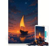 Rompecabezas de velero al Atardecer para Adolescentes, 1000 Piezas, diseño Relajante y Divertido, decoración de Pared con Corte nítido (38x26cm)