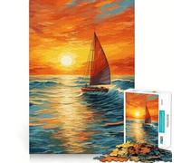 Rompecabezas de velero al Atardecer para Adolescentes, 1000 Piezas, Juguete para ejercitar la Mente, diversión Relajante, Corte preciso, Regalo Festivo (38x26cm)