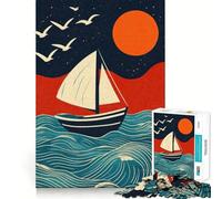 Rompecabezas de velero al Atardecer para Adultos, 1000 Piezas, para Fortalecer la Memoria, Divertido, de Calidad, con Bordes Elegantes, Regalo (38x52cm)
