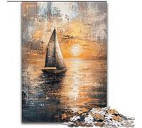Rompecabezas de velero al óleo de 1000 Piezas para Adultos, Juguete Educativo antiestrés, Toda la Familia (26x38cm)