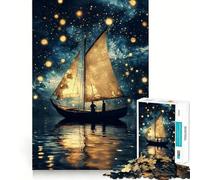 Rompecabezas de velero bajo un Cielo Estrellado para Adultos, 1000 Piezas, para ejercitar la Mente y relajarla, con Bordes precisos, de la colección Art Collection (38x52cm)