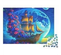 Rompecabezas de velero con Atardecer en el mar,1000 Piezas,cartón,Acabado Mate sin Polvo,Ideal para un día lluvioso,para Adultos y Adolescentes avanzados,38x26cm(1000 Piezas)