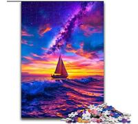 Rompecabezas de velero en el mar bajo la Galaxia para Adolescentes Rompecabezas de 1000 Piezas Juegos relajantes Que fomentan el Amor en Pareja para Mayores de 14 años (50x75cm)