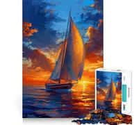 Rompecabezas de velero en la Playa para Adolescentes, 1000 Piezas, diseño Relajante y Divertido, decoración de Pared con Bordes definidos (38x26cm)