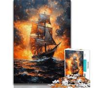 Rompecabezas de velero para Adolescentes 1000 Piezas Pintura al óleo Ideal para Jugar en Familia Regalo de cumpleaños Arte de Pared 38x26cm