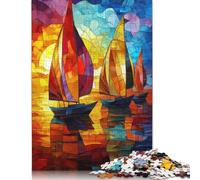 Rompecabezas de veleros al Atardecer, Rompecabezas Rectangular de Papel para Adultos y Adolescentes, 1000 Piezas (75 x 50 cm)