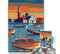 Rompecabezas de Venecia al Atardecer en góndola para Adultos y Adolescentes, Juguetes educativos, antiestrés, Apto para decoración de Escritorio, 50x75cm