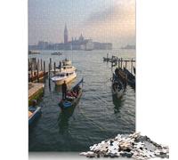 Rompecabezas de Venecia: Atardecer en góndola. Papel 100% Reciclado. Rompecabezas Rectangular Premium para Adultos único. 1000 Piezas (38 x 26 cm).