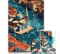 Rompecabezas de Venecia Desde Arriba para Adultos, 1000 Piezas, Juego Familiar para aliviar el estrés, desafío difícil, Grandes Regalos y Juguetes, 38x26cm