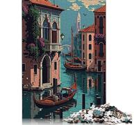 Rompecabezas de Venecia Pixel Art, 100% cartón Reciclado, de Primera Calidad, para Adultos y niños, 1000 Piezas (26 x 38 cm)