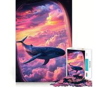 Rompecabezas de Ventana de avión con Ballena y Cielo 1000 Piezas diversión Garantizada tecnología Avanzada de Corte láser Juguete de Entretenimiento para Interiores (50x75cm)