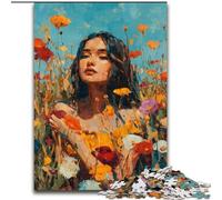 Rompecabezas de Verano de una niña Entre Flores Silvestres,1000 Piezas,para Adultos y Adolescentes Difícil de completar,Pero Divertido y Divertido Regalo de cumpleaños,decoración de Pared (26x38cm)