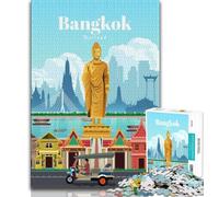 Rompecabezas de Viaje a Bangkok para Adolescentes, 1000 Piezas, Juguetes educativos, Lista de Deseos para aliviar el estrés con Papá Noel, 50x75cm
