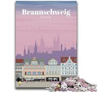 Rompecabezas de Viaje a Braunschweig para Adultos, 1000 Piezas, Actividad Familiar con póster a Juego y Hoja de Trivia para Mayores de 14 años, 1000 Piezas (26x38cm)