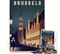 Rompecabezas de Viaje a Bruselas,Bélgica,para Adolescentes,1000 Piezas,Desarrollo de Habilidades mentales,Escape Consciente,Bordes precisos, (50x75cm)