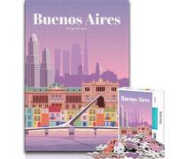 Rompecabezas de Viaje a Buenos Aires para Adolescentes, 1000 Piezas, Juego Familiar para aliviar el estrés, desafío difícil, Regalo de Amigo Secreto, 75x50cm