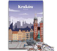 Rompecabezas de Viaje a Cracovia para Adultos y Adolescentes Ayuda a ejercitar el Cerebro Juguetes adictivos para Cultivar la Paciencia Un Gran Regalo (38x26cm)