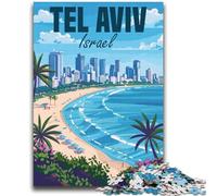 Rompecabezas de Viaje a Israel y Tel Aviv para Adolescentes, 1000 Piezas, un desafío difícil y antiestrés, Ideal para Decorar escritorios (38x52cm)