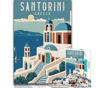 Rompecabezas de Viaje a Santorini, Grecia, para Adolescentes 1000 Piezas, un Juego desafiante para Disfrutar en Familia con Piezas aleatorias Que encajan Perfectamente 50x75cm