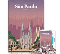 Rompecabezas de Viaje a São Paulo para Adolescentes, 1000 Piezas, para armar en casa, Regalo de cumpleaños, Regalo de Viaje, 75x50cm