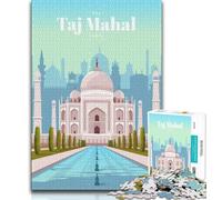 Rompecabezas de Viaje al Taj Mahal de 1000 Piezas para Adultos, un Juego desafiante y Familiar con Piezas de Formas aleatorias Totalmente entrelazadas de 38x26cm